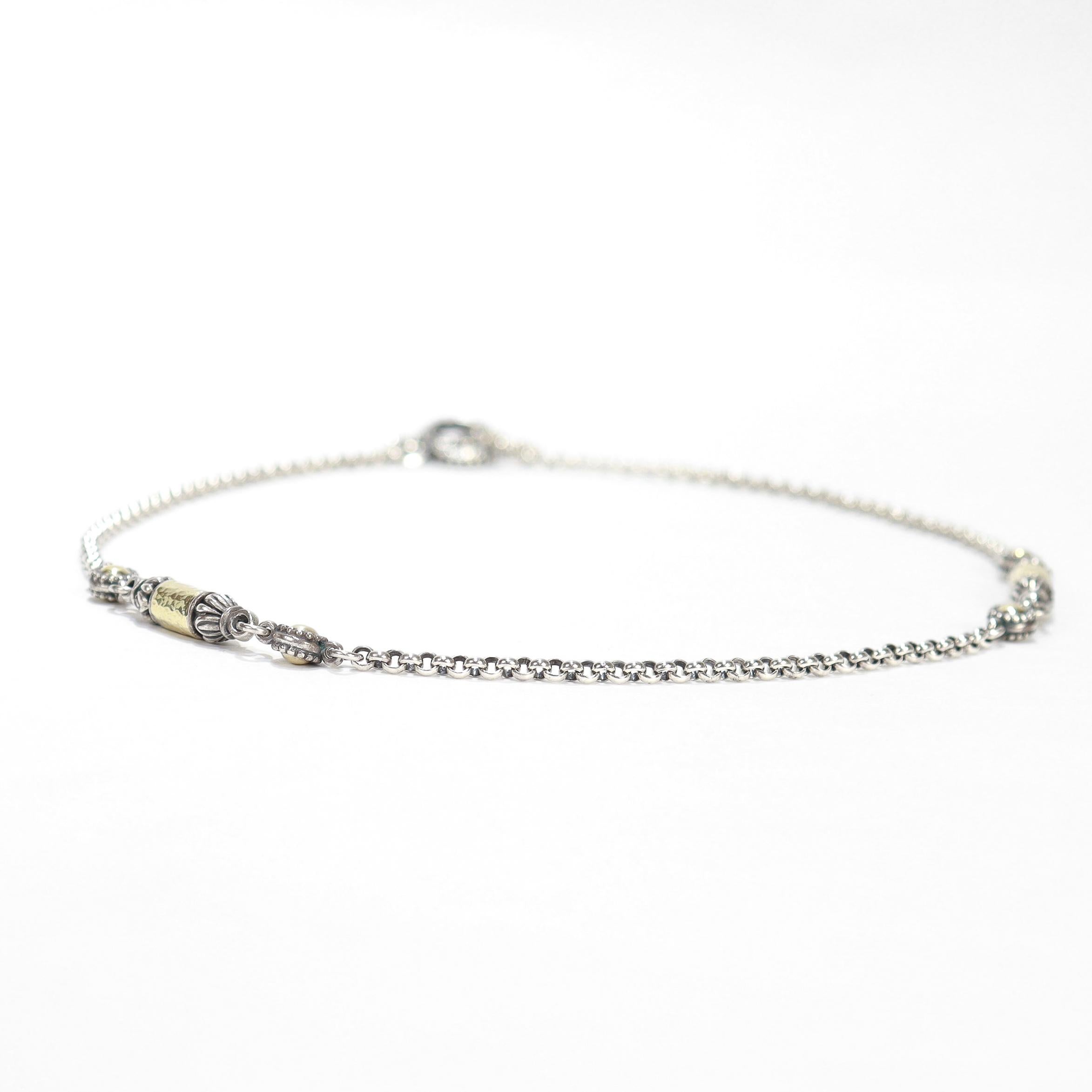 Konstantino Aspasia Sterling Silver & Gold Bullet Station Necklace For Sale 5