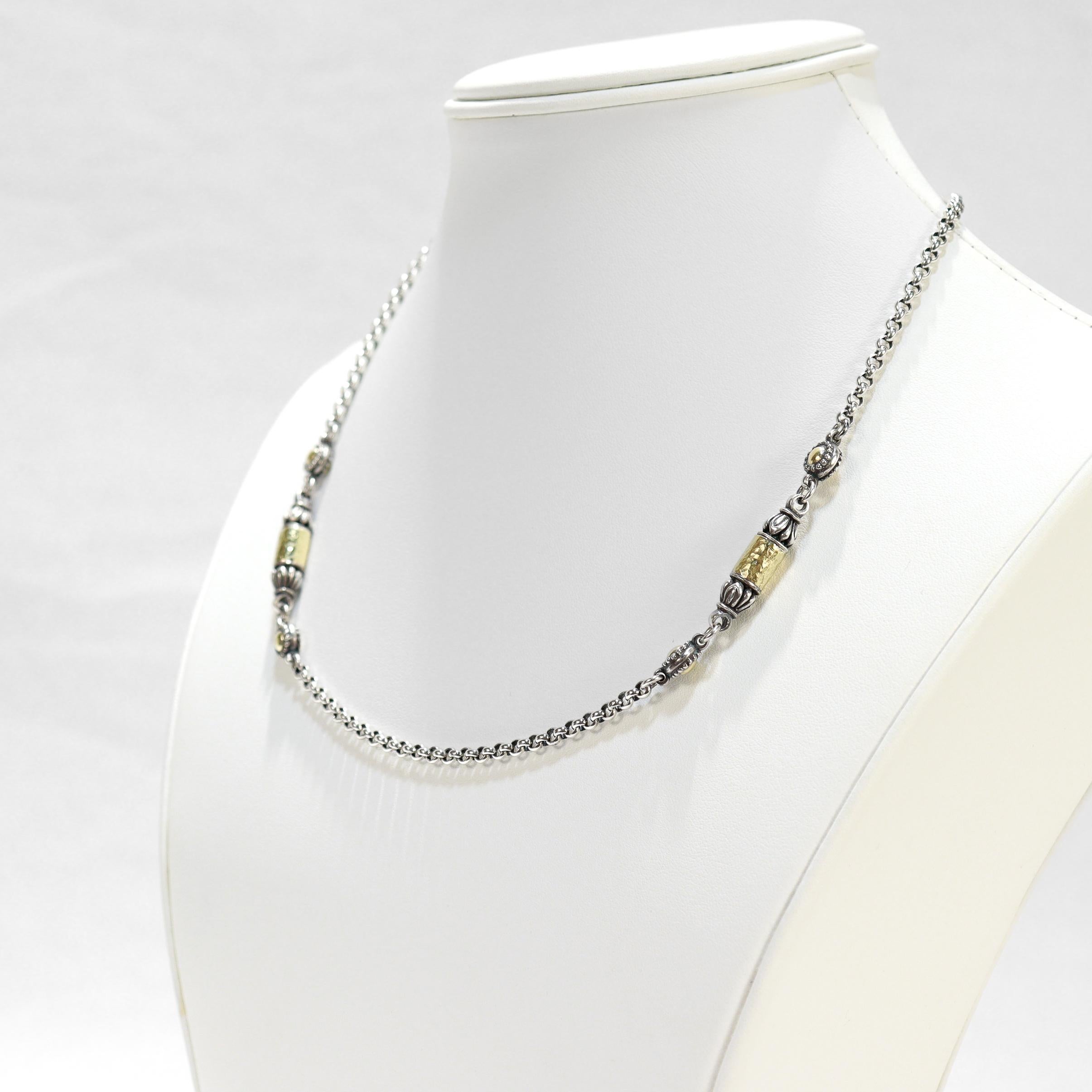 Konstantino Aspasia Sterling Silver & Gold Bullet Station Necklace For Sale 6