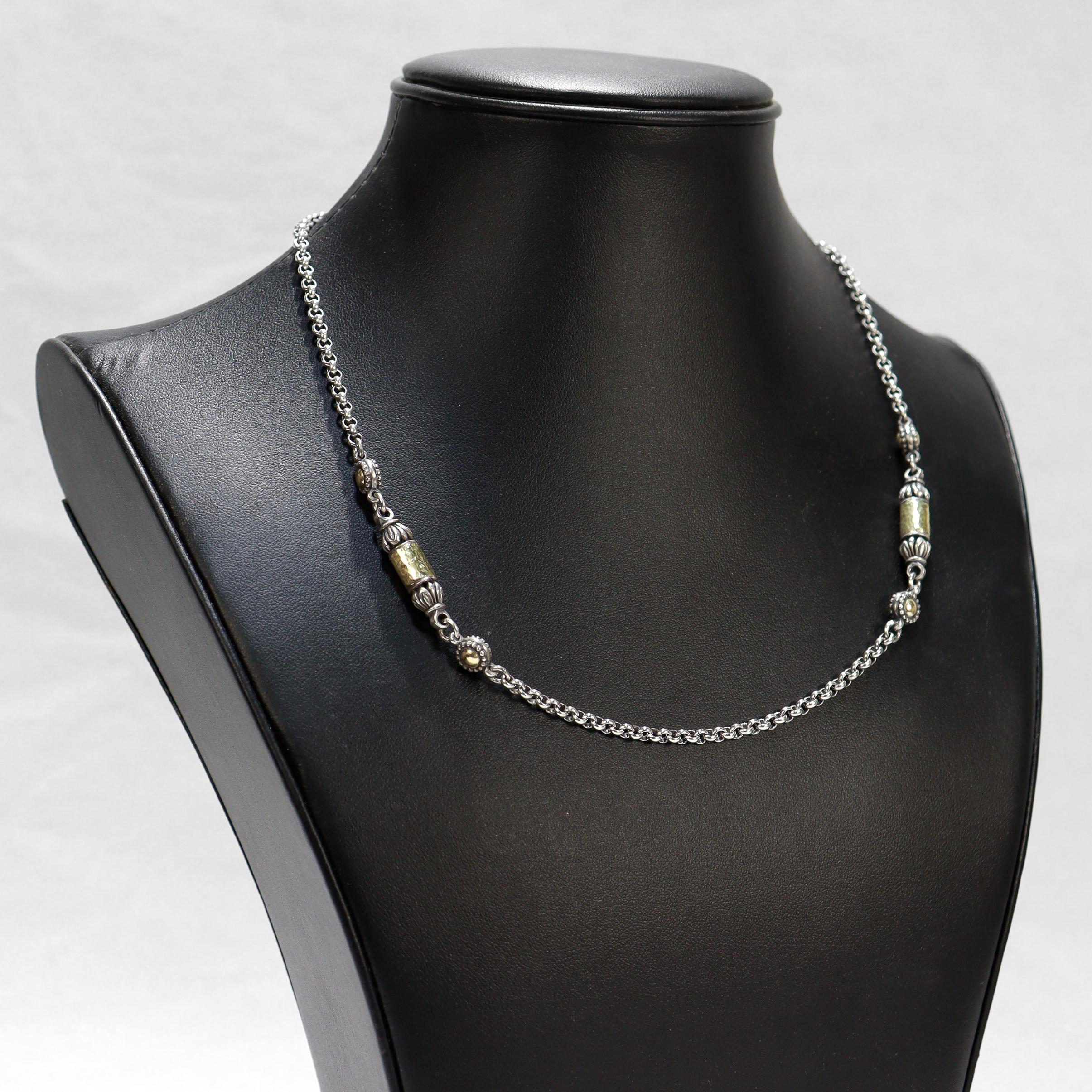 Konstantino Aspasia Sterling Silver & Gold Bullet Station Necklace For Sale 7