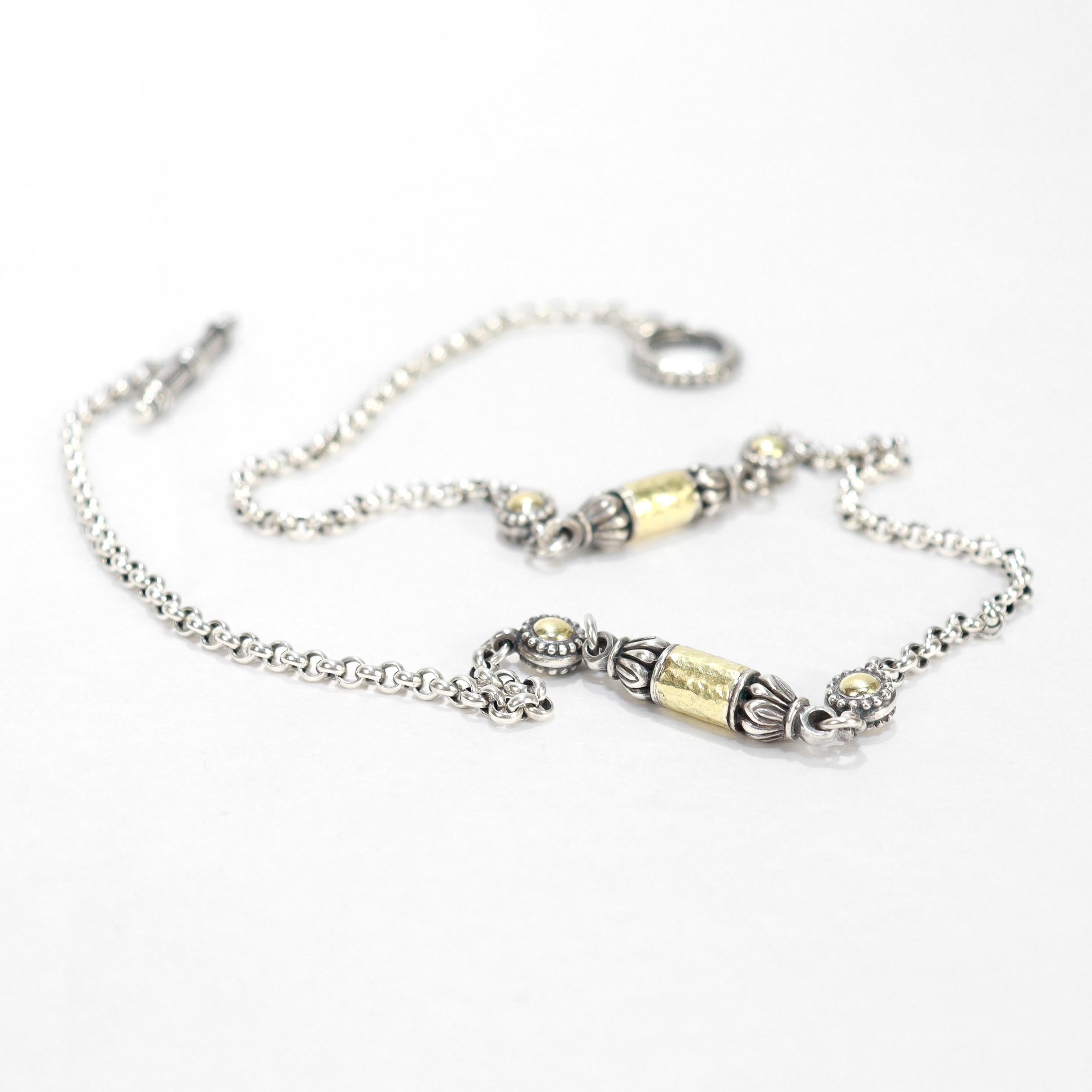Konstantino Aspasia Sterling Silver & Gold Bullet Station Necklace For Sale 8