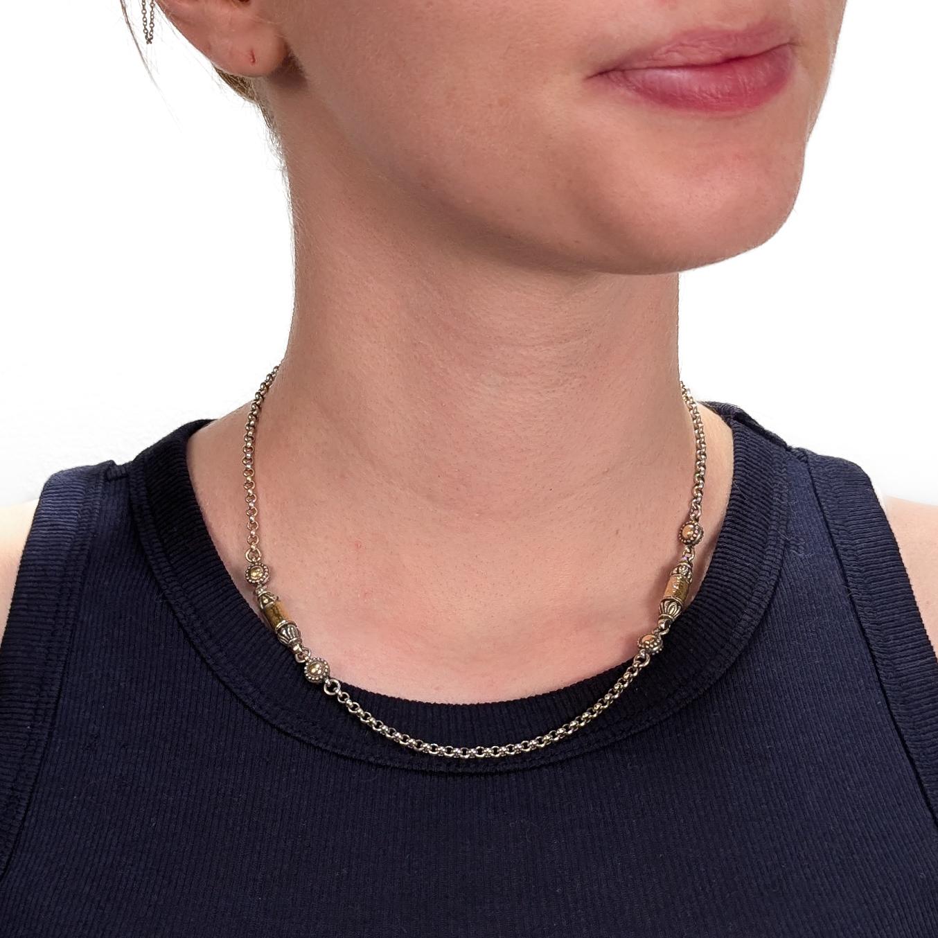 Modern Konstantino Aspasia Sterling Silver & Gold Bullet Station Necklace For Sale