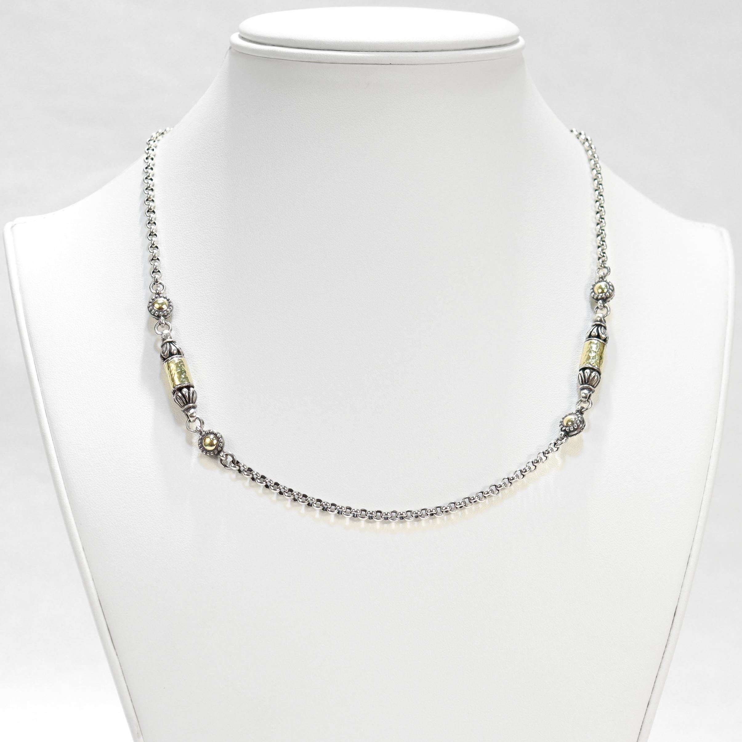 Konstantino Aspasia Sterling Silver & Gold Bullet Station Necklace For Sale 1