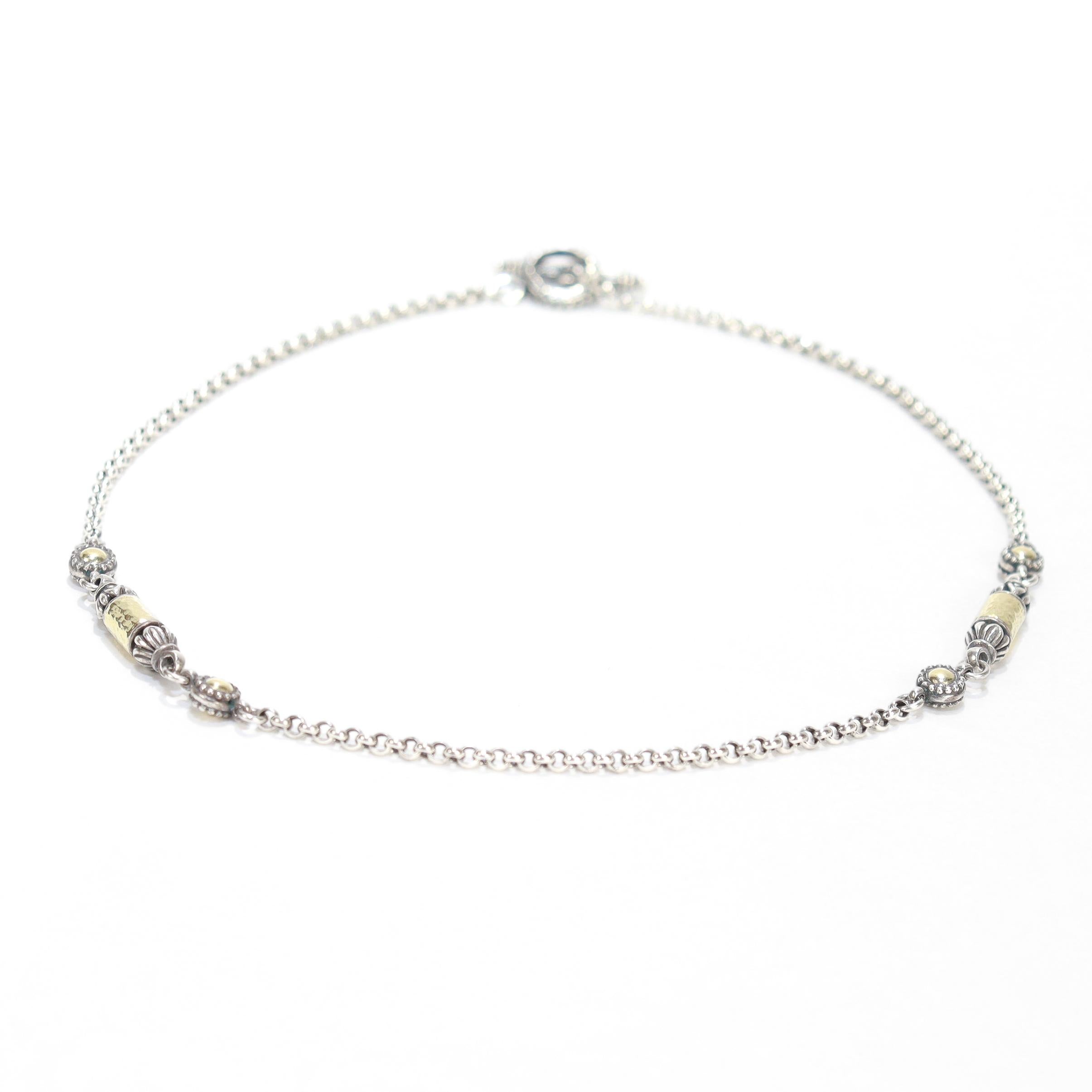 Konstantino Aspasia Sterling Silver & Gold Bullet Station Necklace For Sale 4