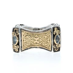 Anello Konstantino Topazio Blu Sterling 925 Oro Giallo 18k Ovale .40ctw SZ 6 Anello Konstantino Topazio Blu Sterling 925 Oro Giallo 18k Ovale .40ctw SZ 6