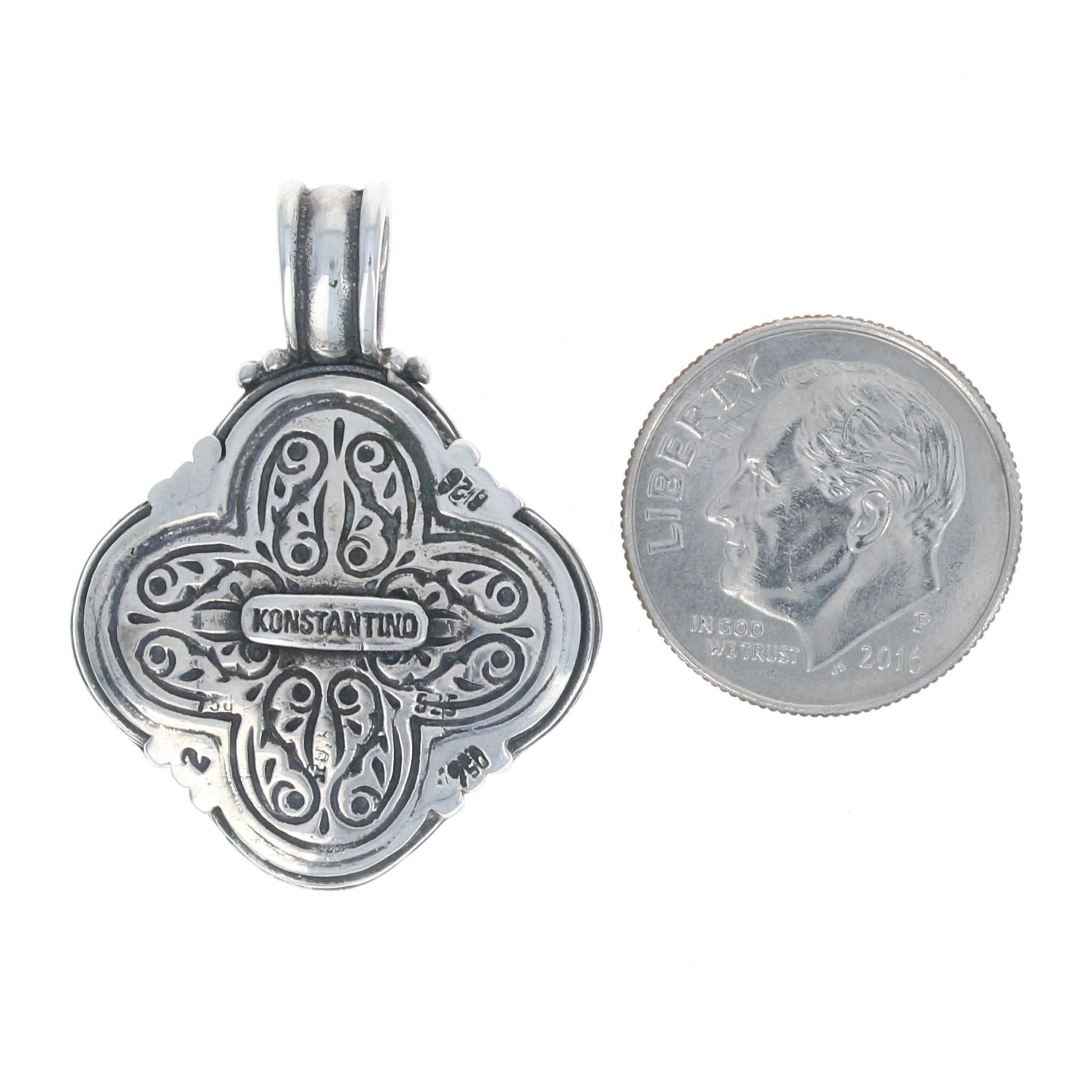 Konstantino Konstantino Blautopas Quatrefoil Anhänger Sterling & Gelbgold 925 & 18k 0,60ct (Rundschliff)