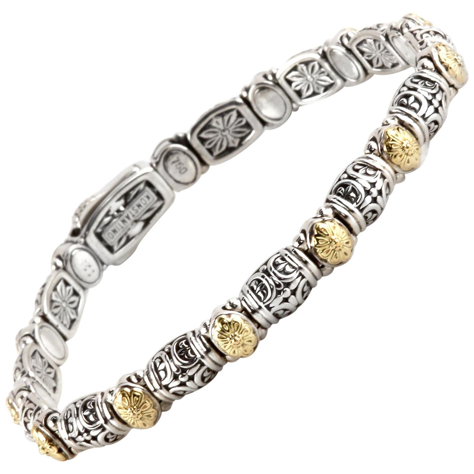 Konstantino Bracelet in Sterling Silver and Yellow Gold For Sale