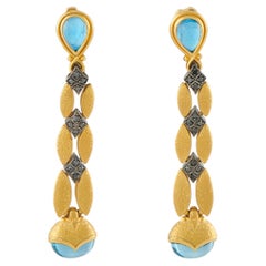 Konstantino Callas 18K Gelbgold Schwarzer Diamant und Topas Ohrringe KS08-050426