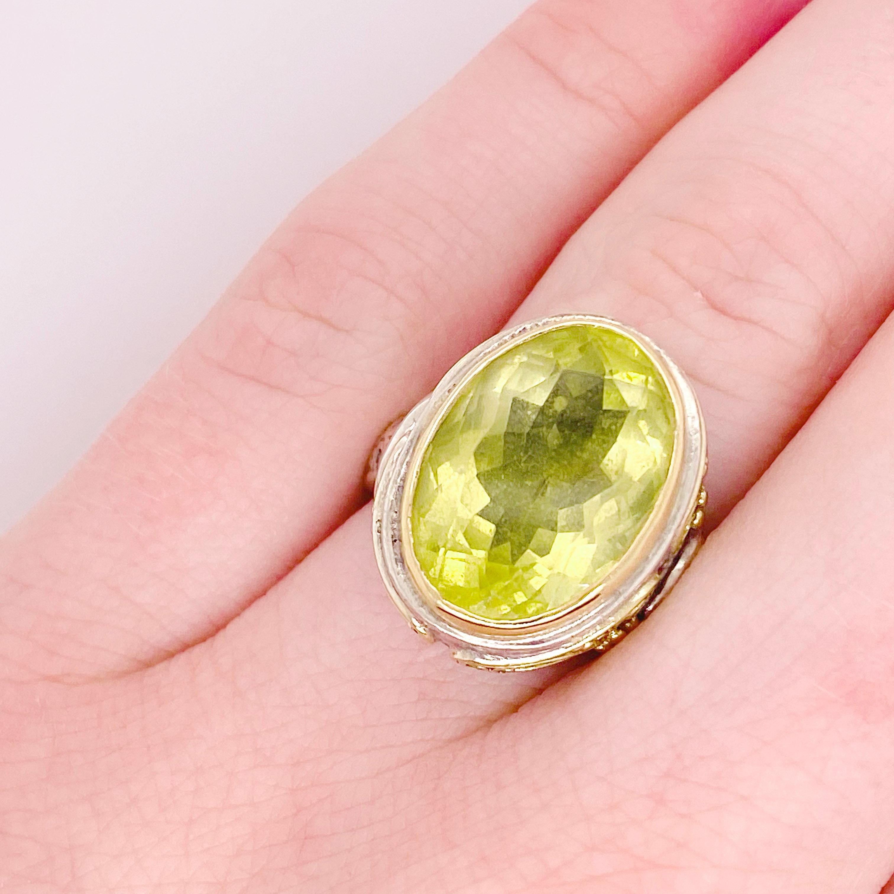 Konstantino is a famous jewelry designer from Greece. I had the wonderful opportunity of carrying the Konstantino Treasures’ line in my jewelry store. When I visited Greece, I picked up this ring to sell because it has a large lemon citrine with all