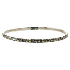 Bracciale rigido Konstantino Classic in argento sterling e oro giallo 18k con pois, 7"