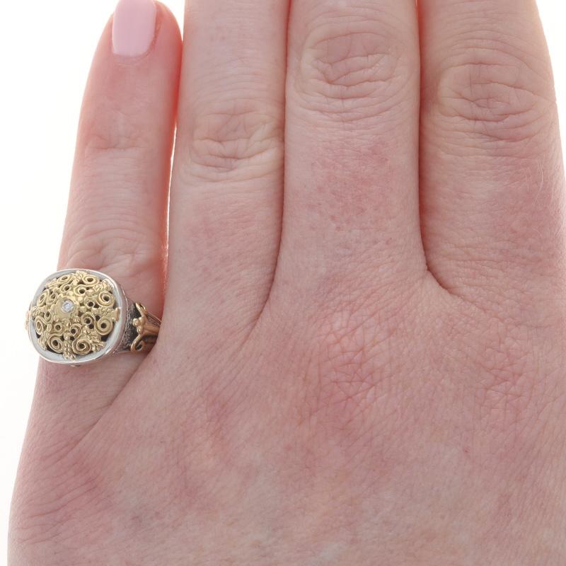 Round Cut Konstantino Diamond Statement Ring - Sterling Silver 18k Round Brilliant For Sale