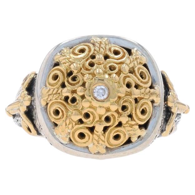 Konstantino Diamond Statement Ring - Sterling Silver 18k Round Brilliant