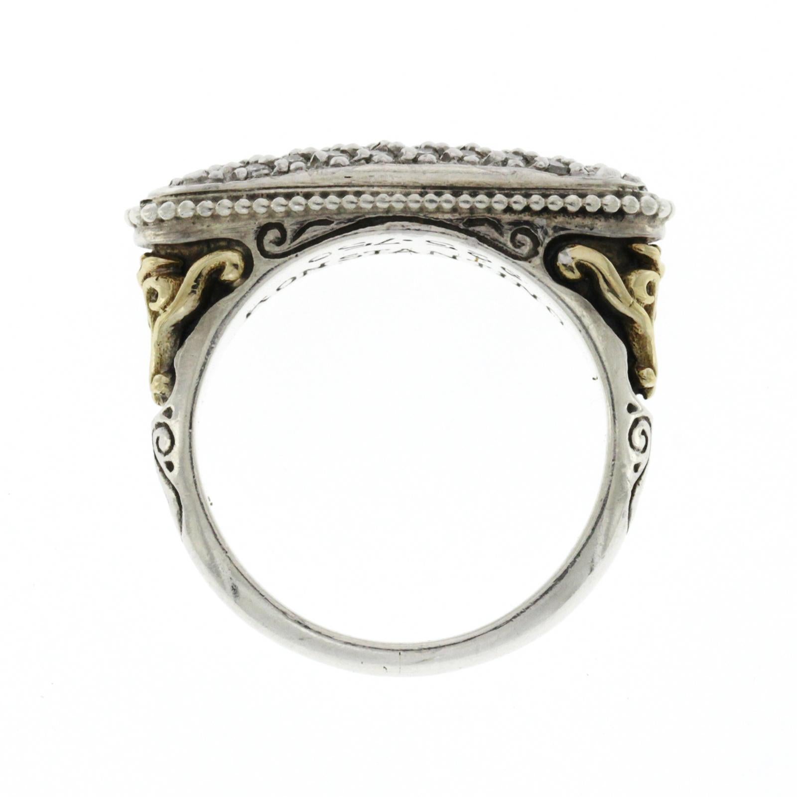 Konstantino Eros 925 Sterling Silver & 18K Gold Pave Diamond Filigree Ring For Sale 1