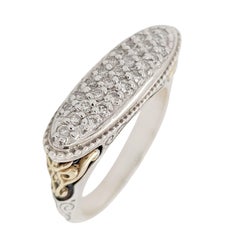 Used Konstantino Eros 925 Sterling Silver & 18K Gold Pave Diamond Filigree Ring