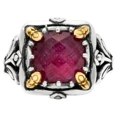 Used Konstantino Gen K Sterling Silver and 18K Gold Ruby Ring sz 6.5