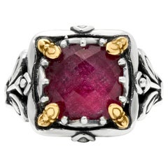 Konstantino Gen K Sterling Silver and 18K Gold Ruby Ring sz 8