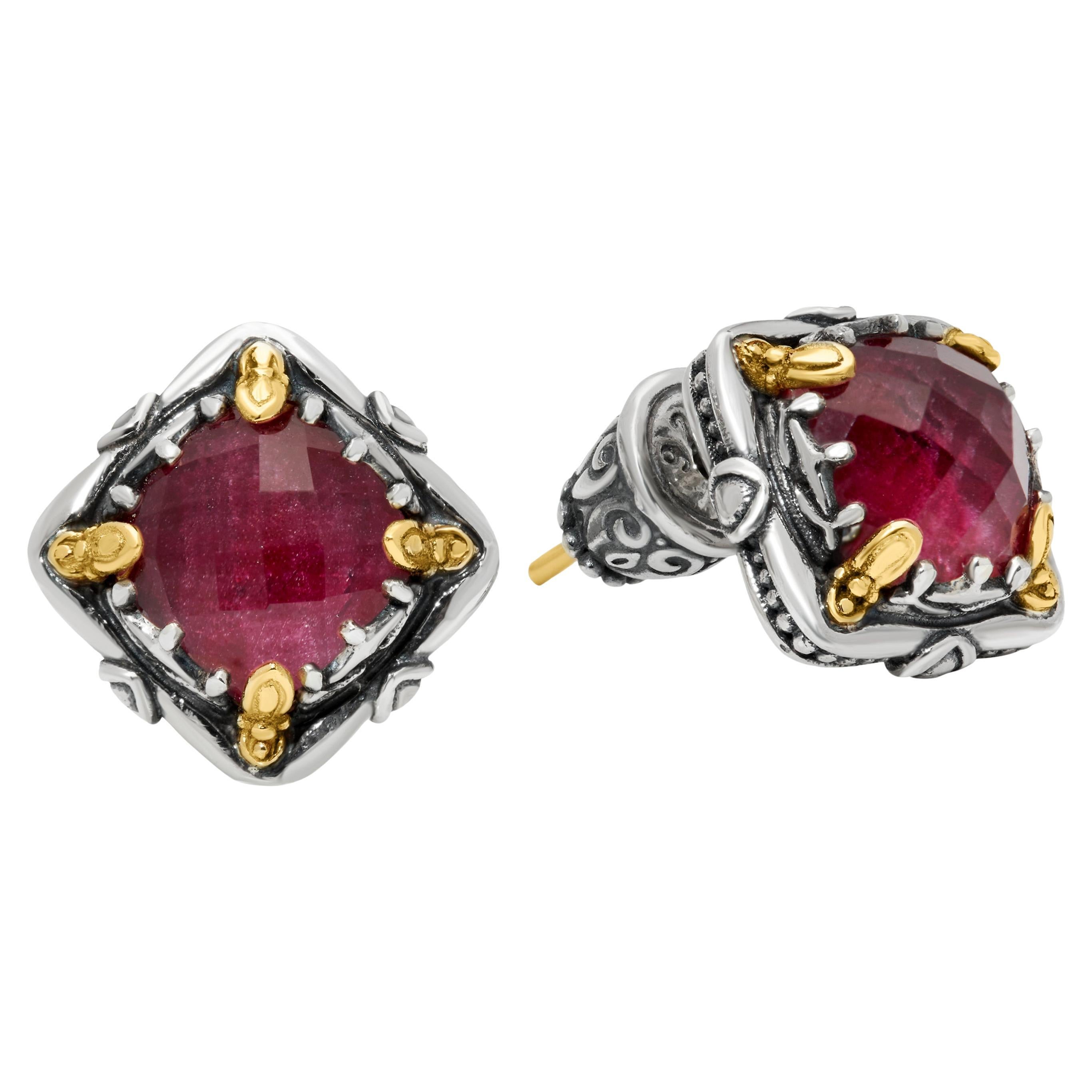 Konstantino Gen K S. Silver and 18K Gold Tulite Doublet Stud Earrings