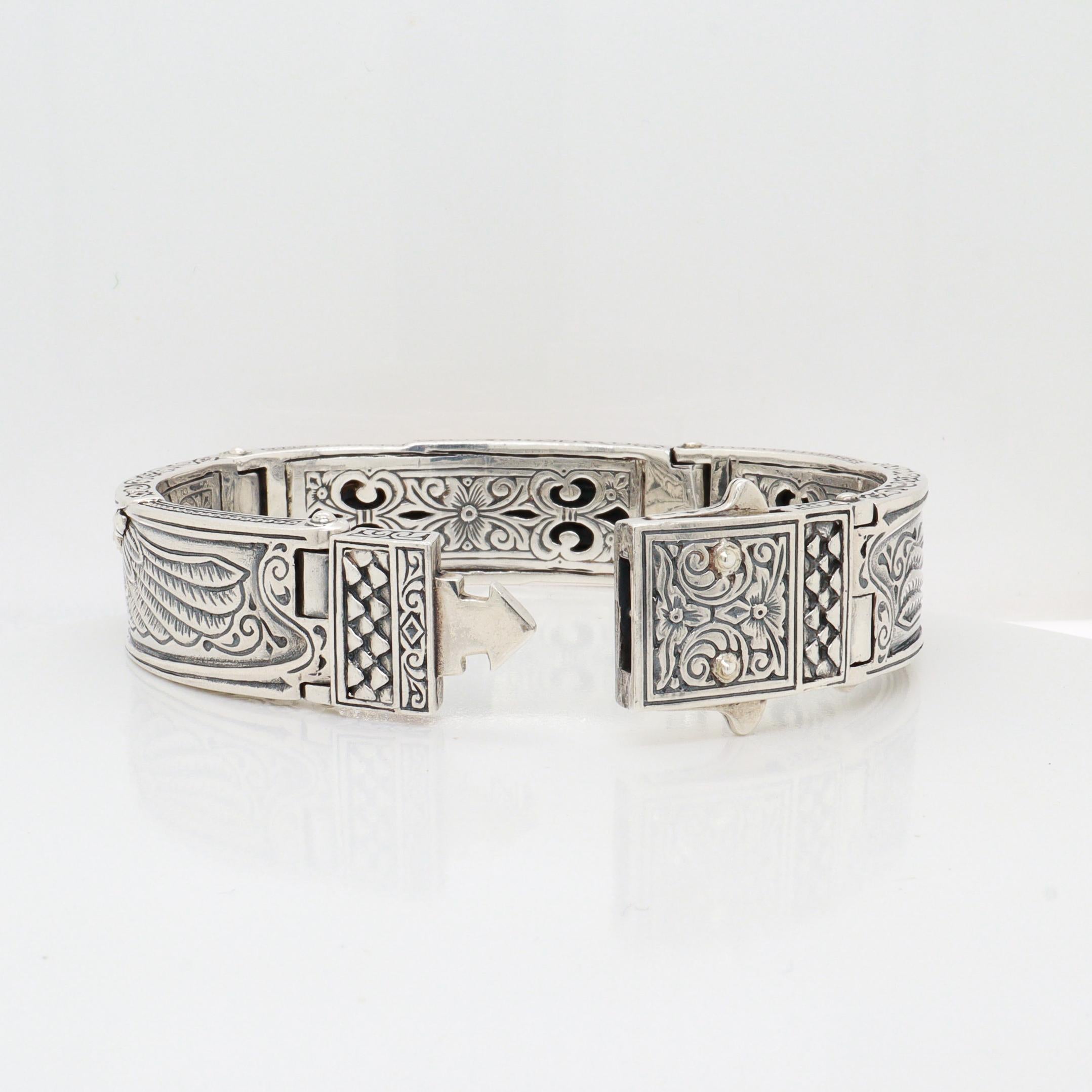 Bracciale da uomo con cerniera a forma di aquila in argento sterling e oro 18 carati di Konstantino 