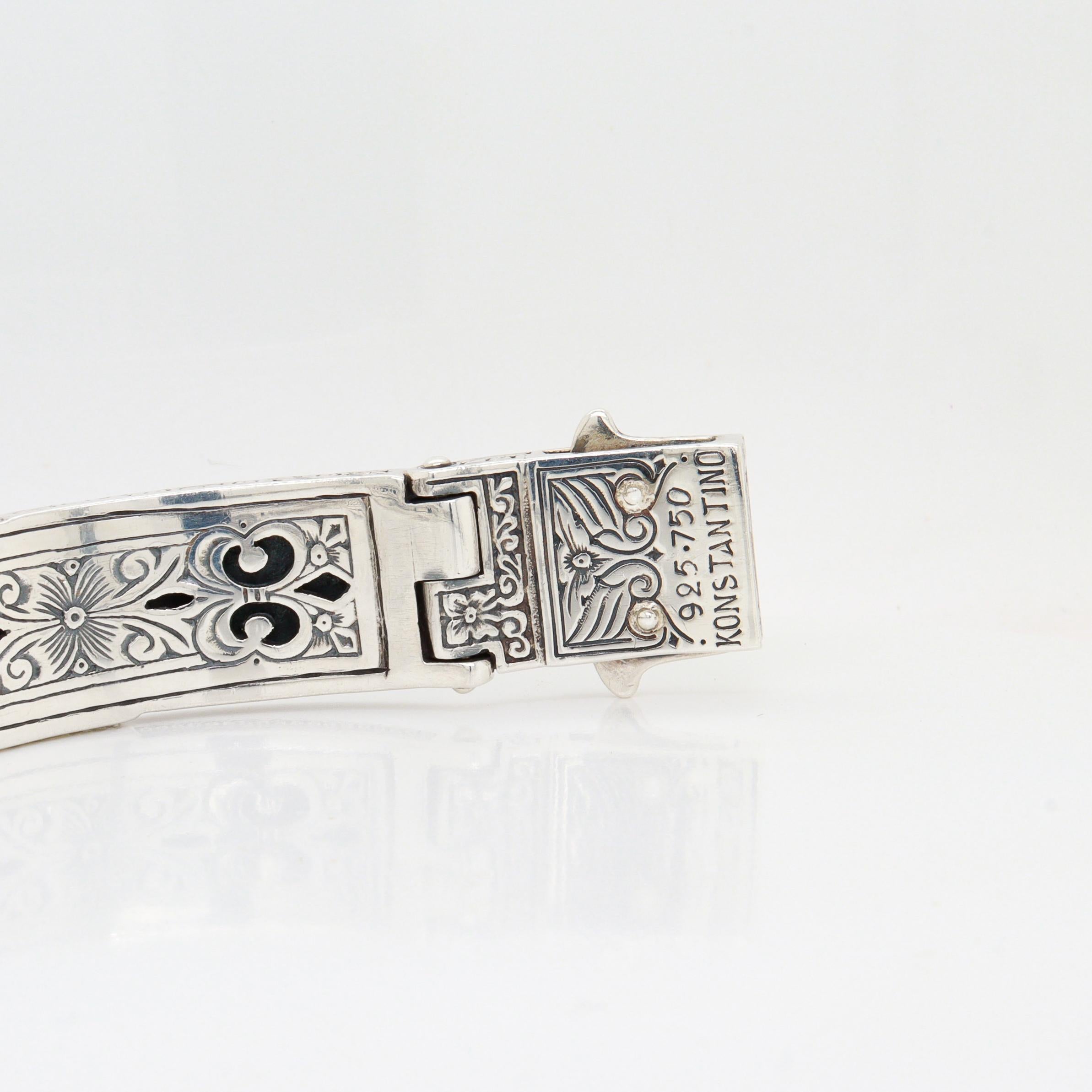 Bracciale da uomo con cerniera a forma di aquila in argento sterling e oro 18 carati di Konstantino 