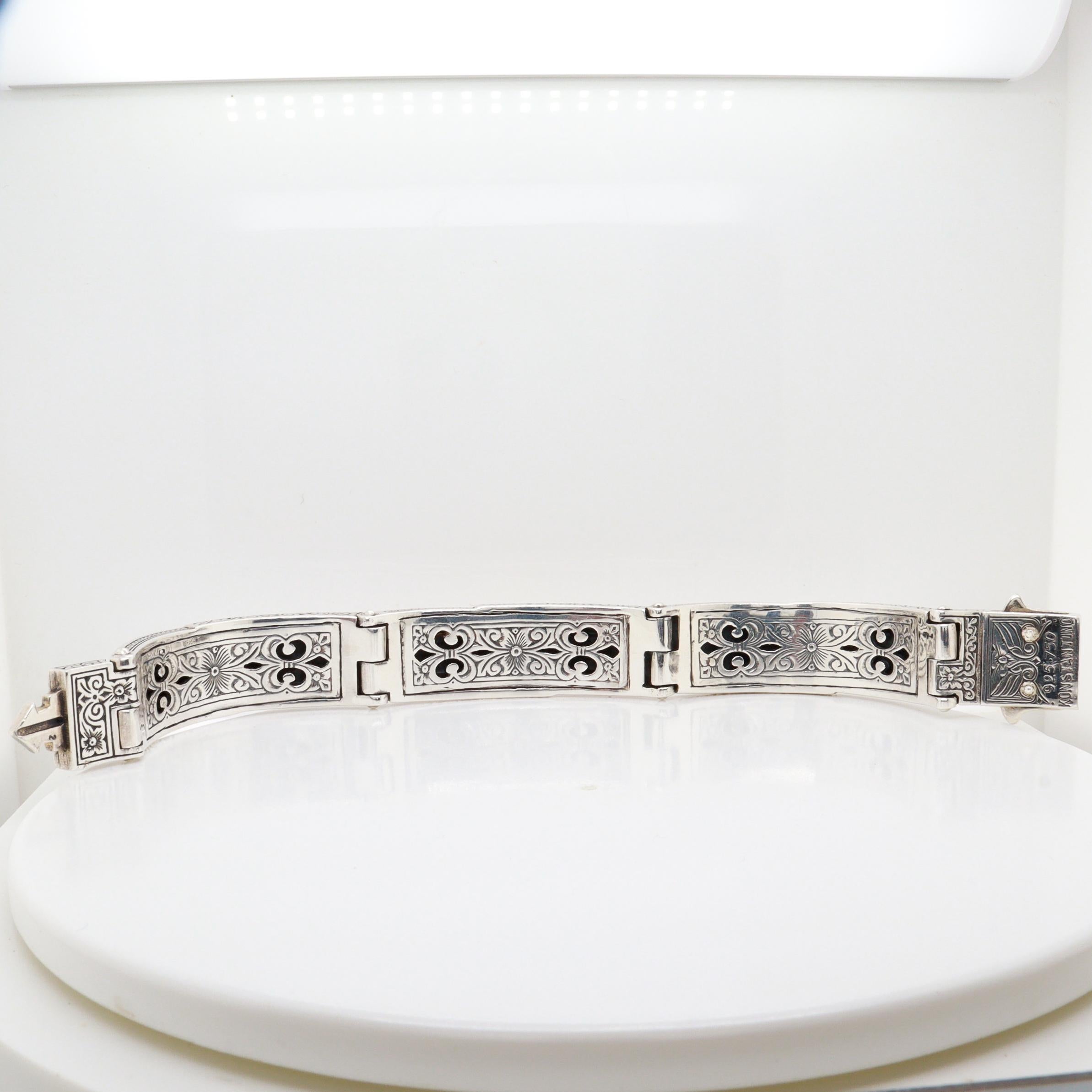 Bracciale da uomo con cerniera a forma di aquila in argento sterling e oro 18 carati di Konstantino 