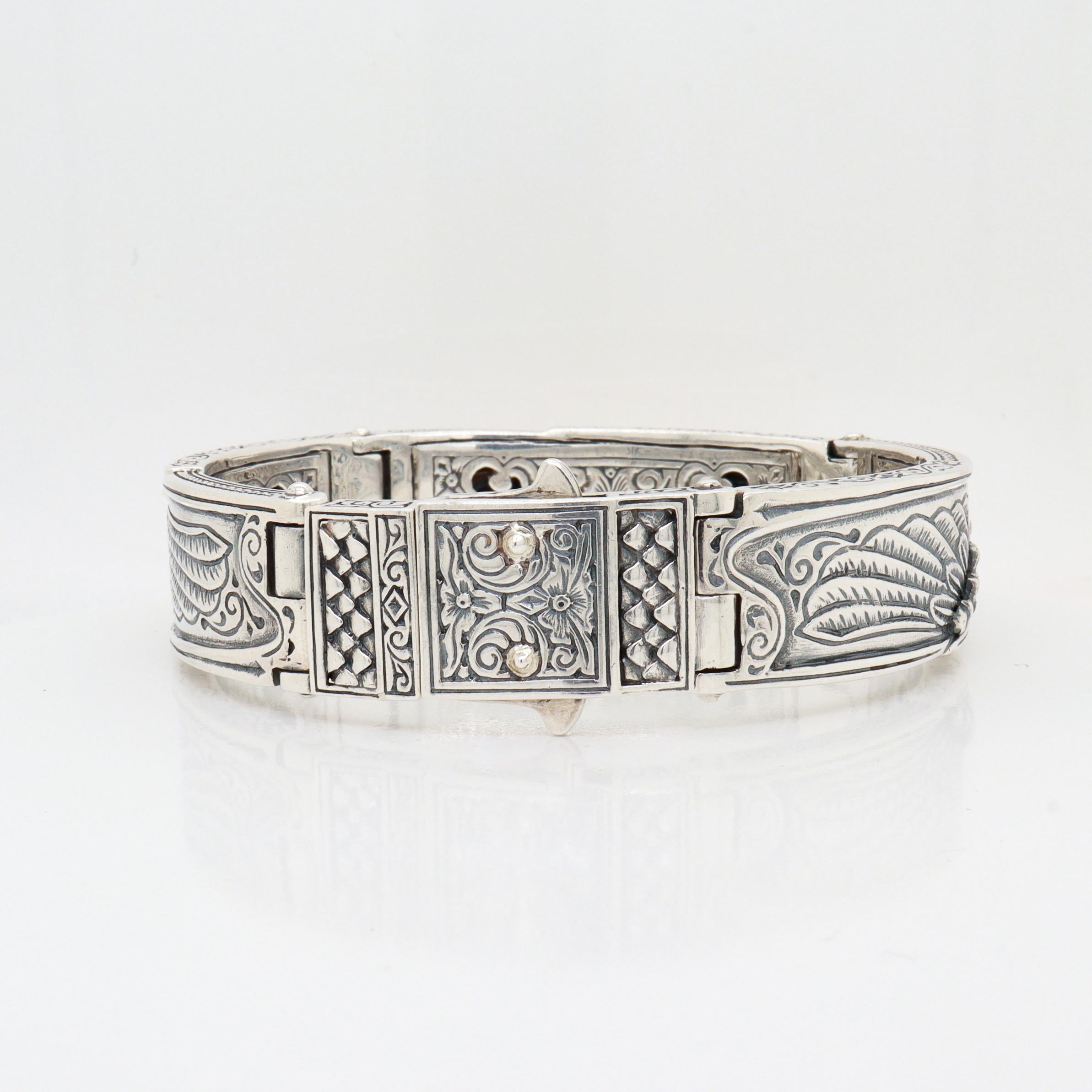 Bracciale da uomo con cerniera a forma di aquila in argento sterling e oro 18 carati di Konstantino 