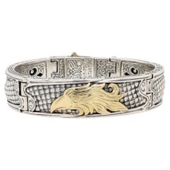 Bracciale da uomo con cerniera a forma di aquila in argento sterling e oro 18 carati di Konstantino "Heonos