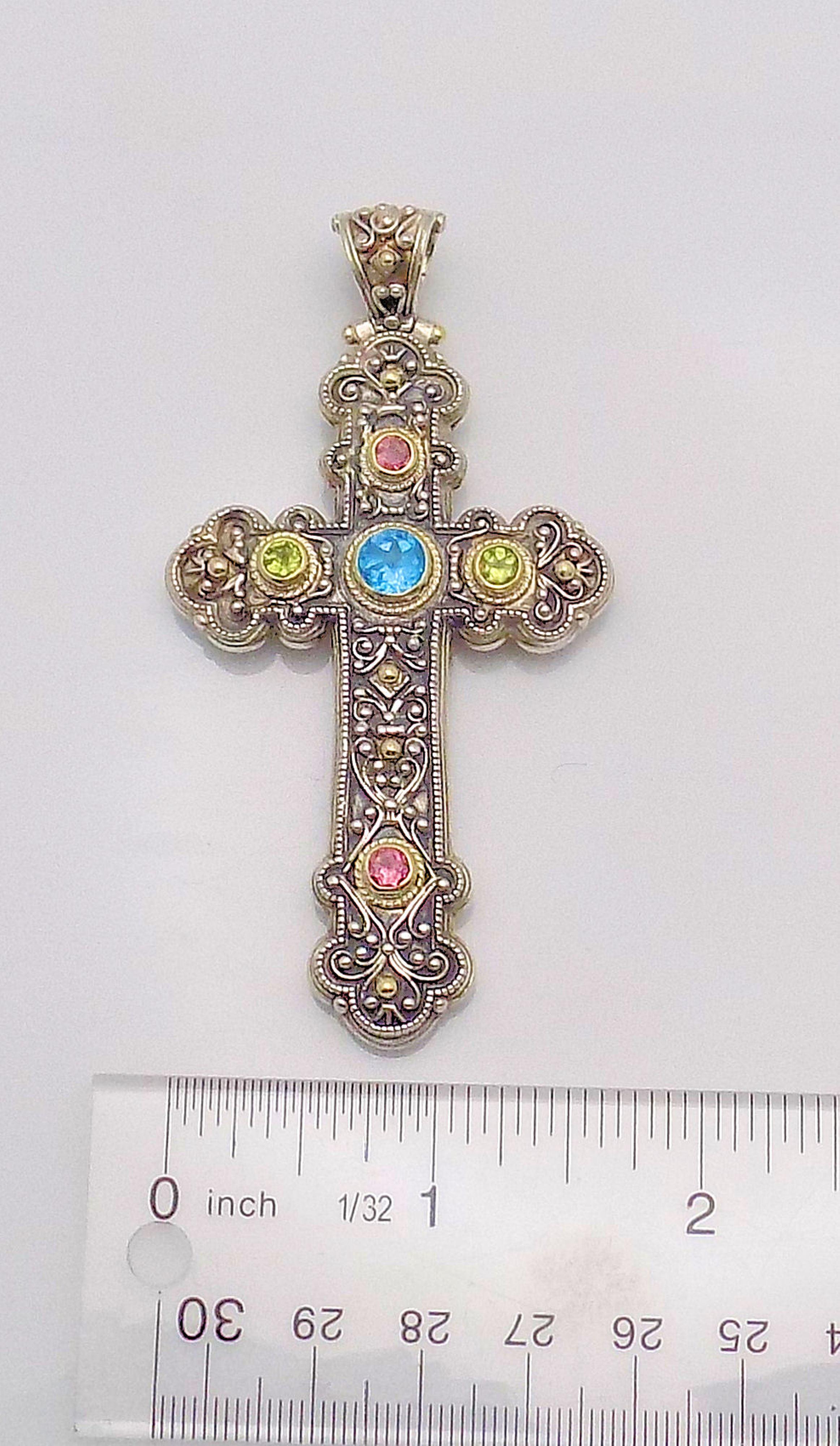 Konstantino Jewelled Cross and Enhancer In Good Condition For Sale In Dallas, TX