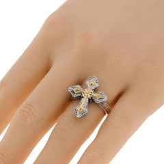 Konstantino Kleos 18K Yellow Gold and Sterling Silver, Cross Ring sz 8