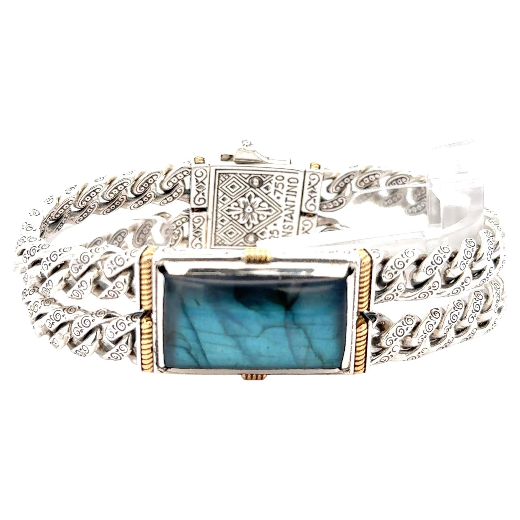 Konstantino Labradorite Bracelet Sterling Silver & 18K Gold For Sale