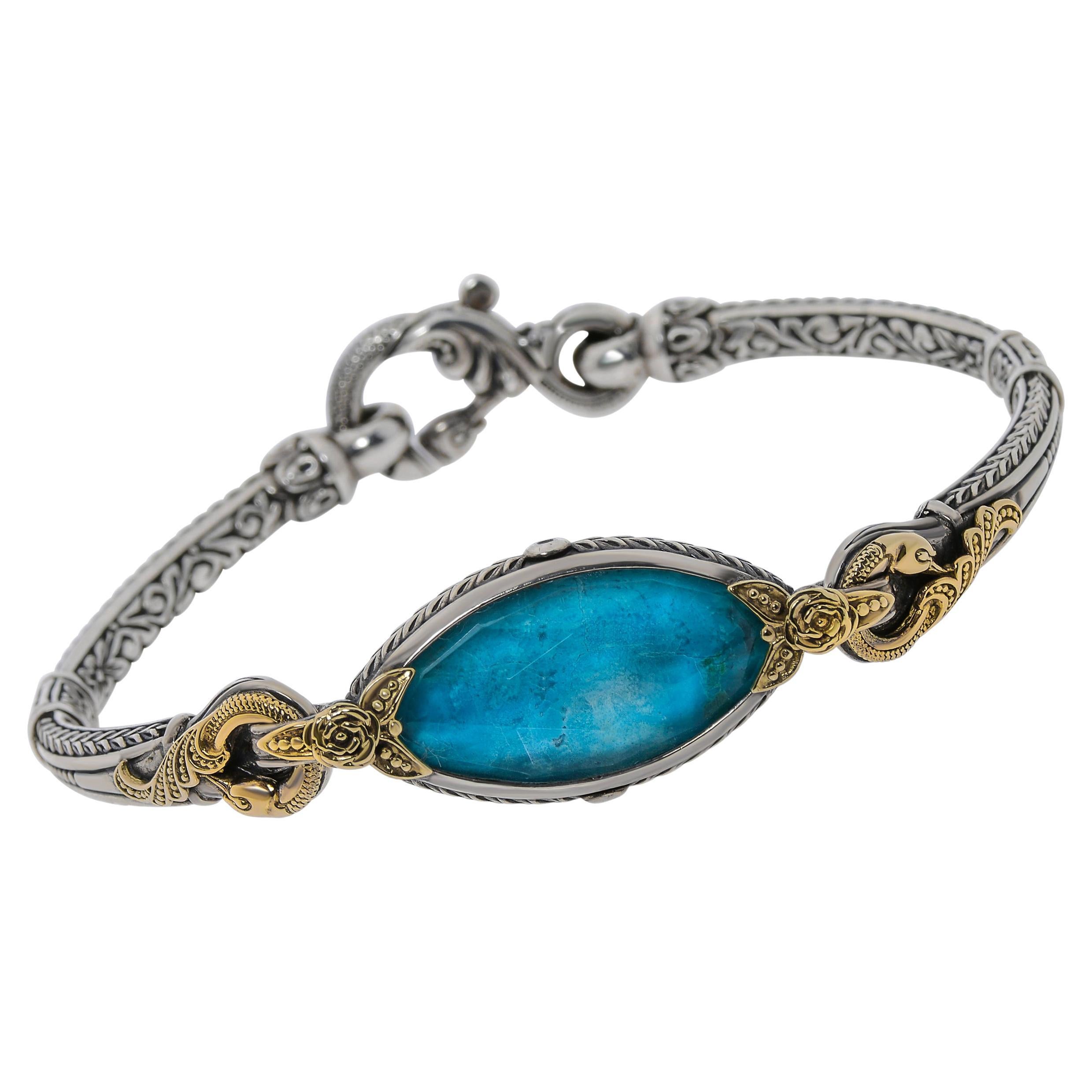 18 Karat Yellow Gold Sterling Silver Konstantino Bracelet For Sale at