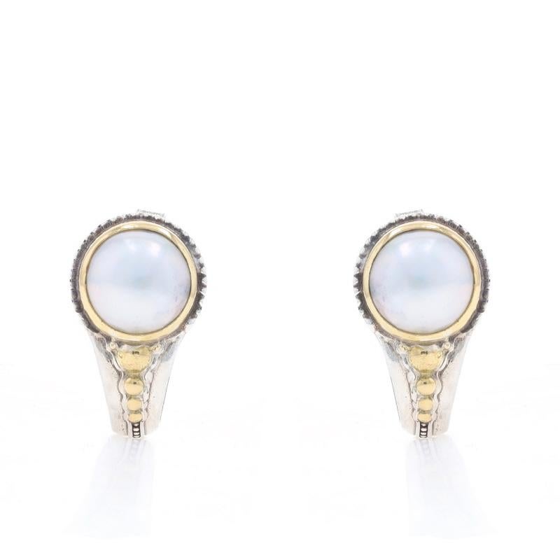 Retail Price: $795

Brand: Konstantino

Metal Content: Sterling Silver & 18k Yellow Gold

Stone Information

Mabe Pearls
Color: White

Style: J-Hook
Fastening Type: Butterfly Closures

Measurements

Tall: 15/16