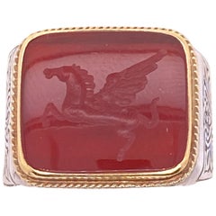 Konstantino Herren Karneol Intaglio 18 Karat Gelbgold Sterling Silber Ring