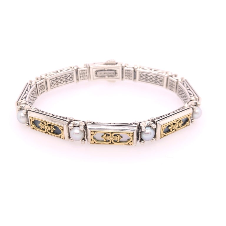 Konstantino Mother of Pearl and Pearl Sterling Silver and Yellow Gold ...