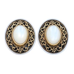 Pendientes Konstantino de madreperla Plata de ley y oro amarillo de 22k con clip