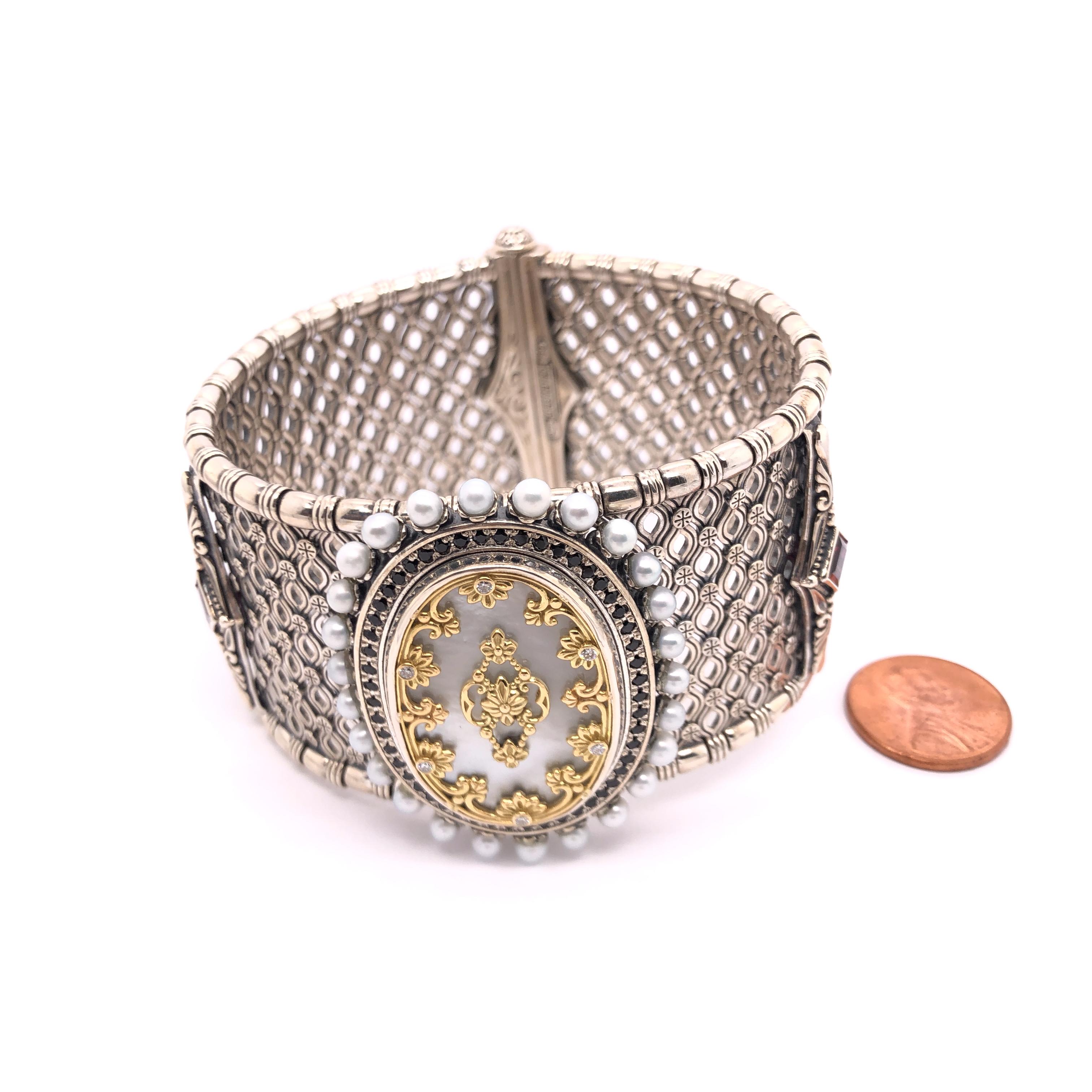 Women's Konstantino Mother of Pearl, Spinel, Diamond Sterling Silver & 18k Gold Bracelet