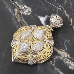 Konstantino Colgante Realzador Oro Amarillo 18k Plata de Ley Diamante 2,25" 31,4g