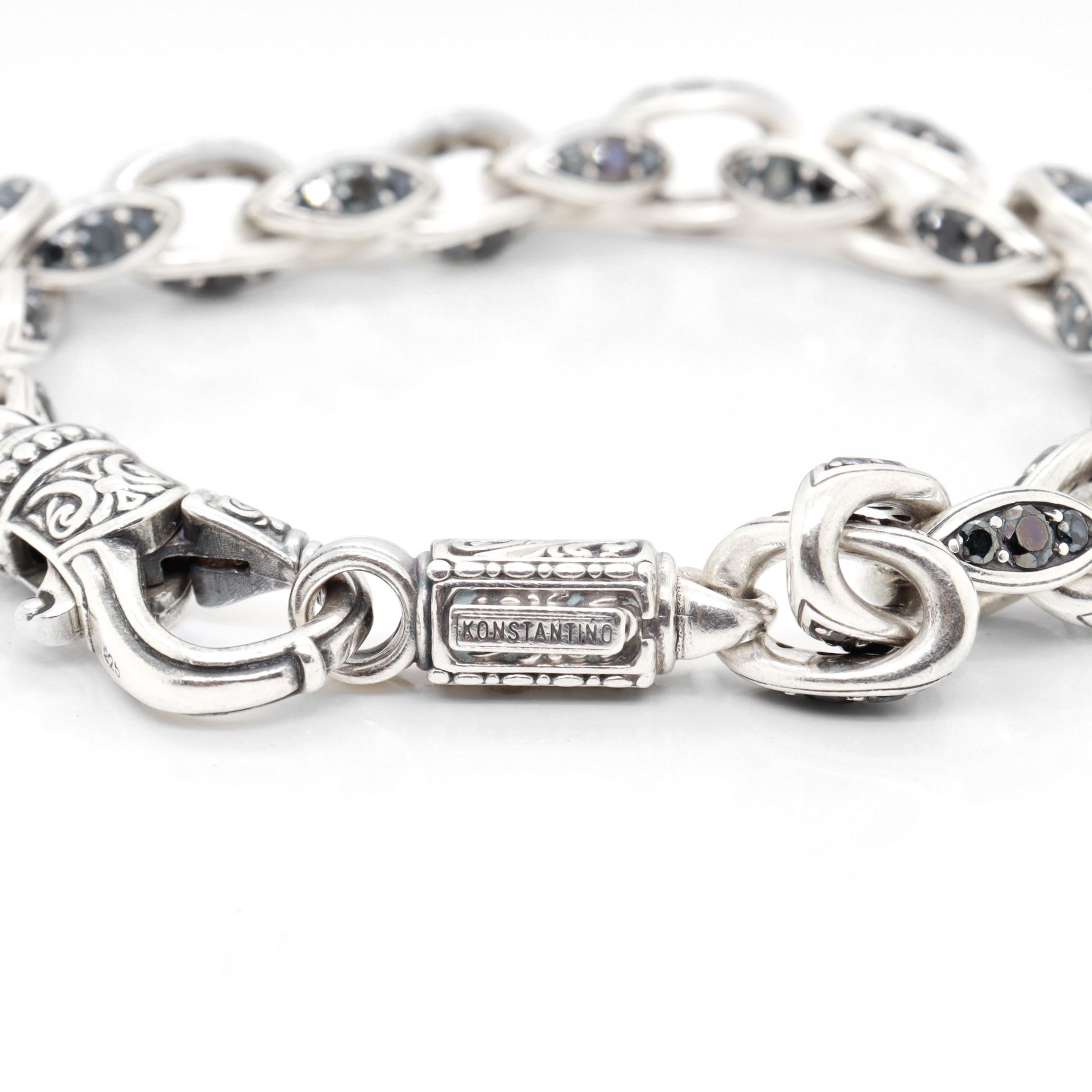 Konstantino Plato Sterling Silver & Black Spinel Cable Link Bracelet en vente 4