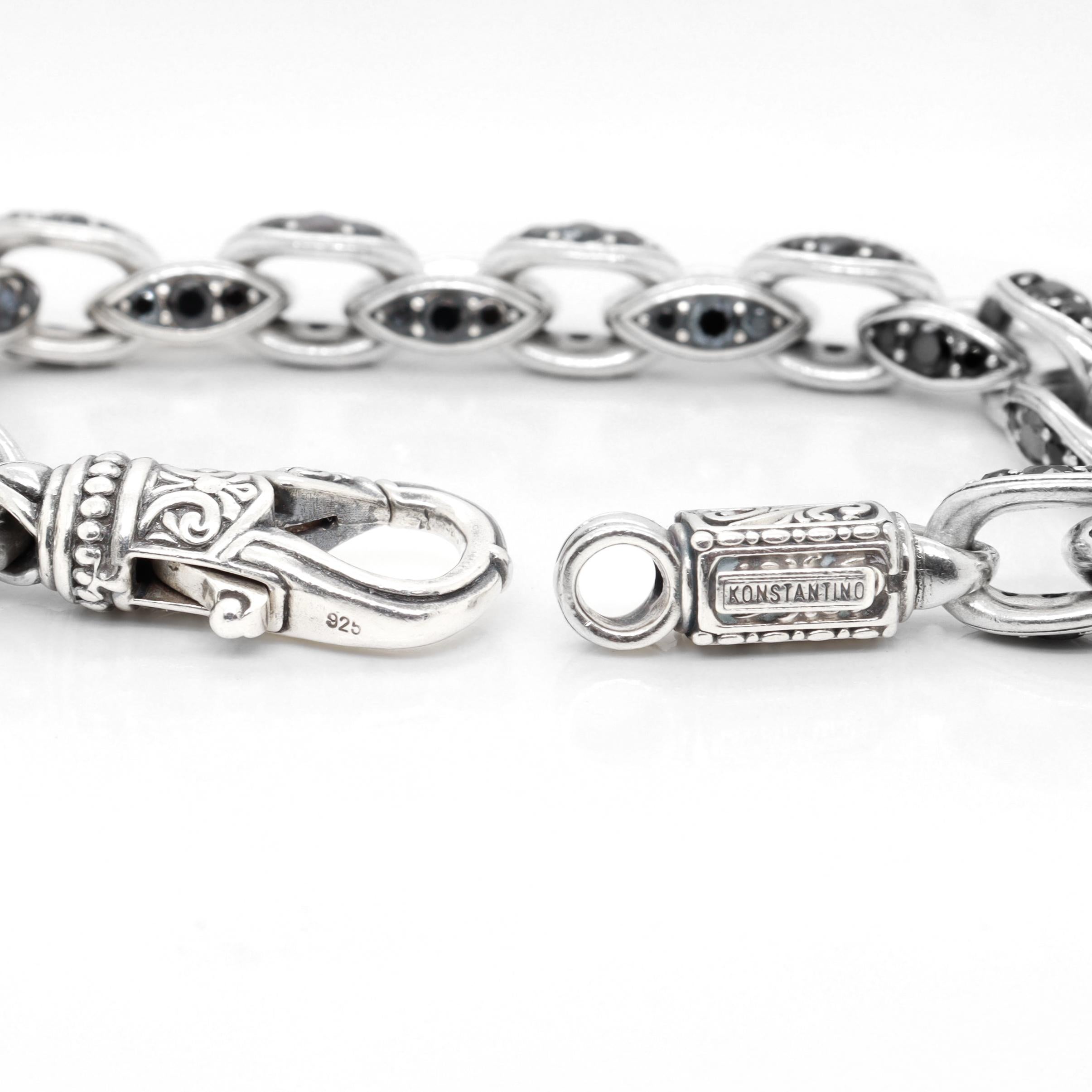 Konstantino Plato Sterling Silver & Black Spinel Cable Link Bracelet en vente 5