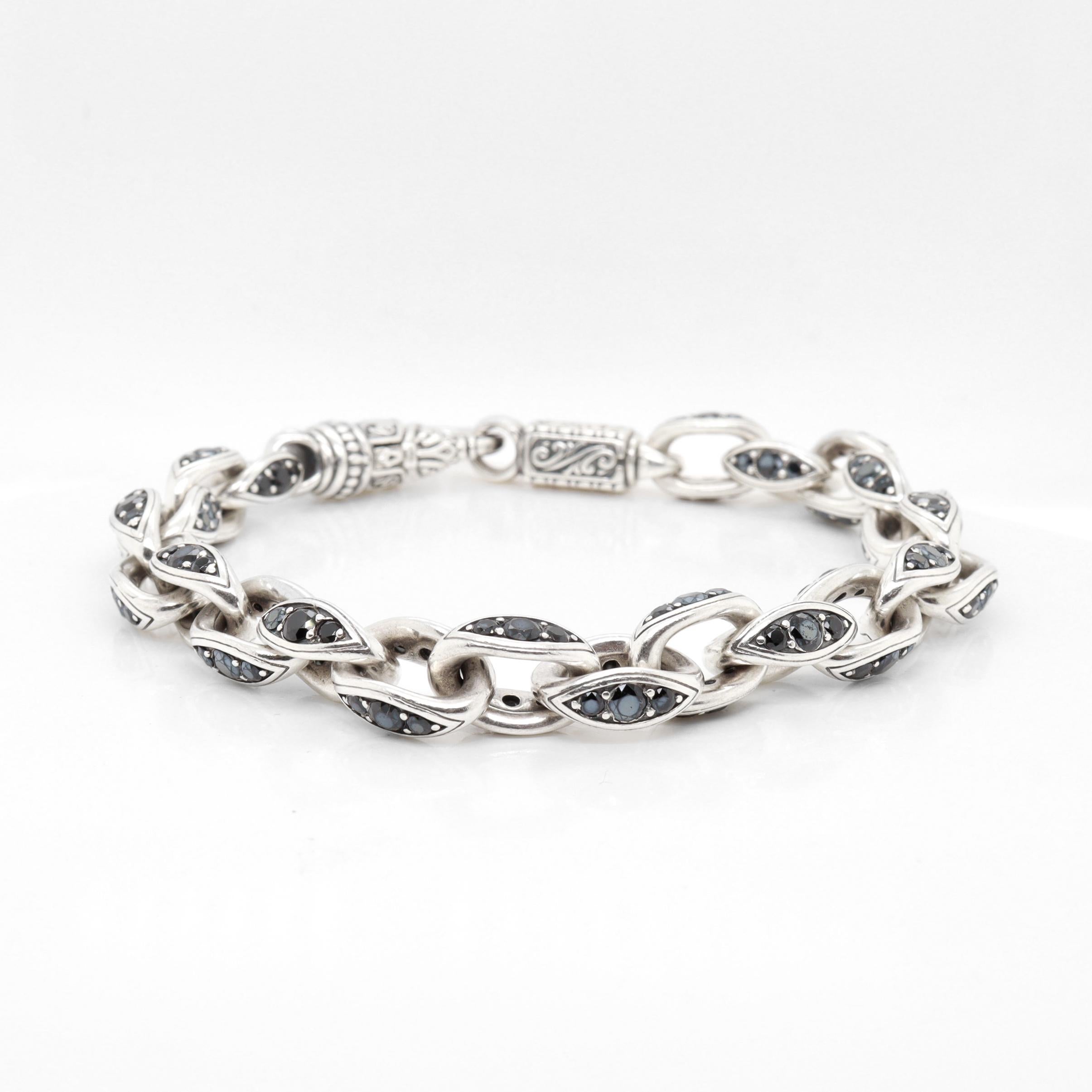Konstantino Plato Sterling Silver & Black Spinel Cable Link Bracelet en vente 2