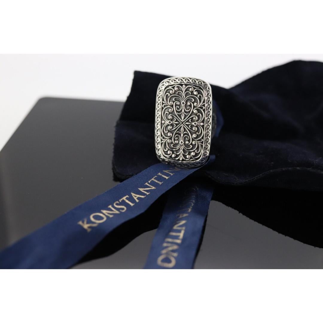KONSTANTINO RING. Heavy sterling Silver Signet Ring Konstantino Collection In Good Condition For Sale In Port Charlotte, FL