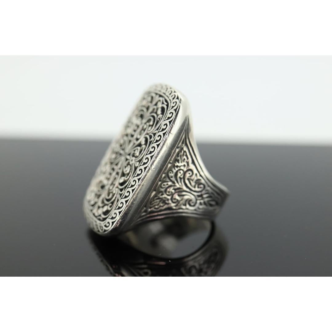 KONSTANTINO RING. Heavy sterling Silver Signet Ring Konstantino Collection For Sale 3