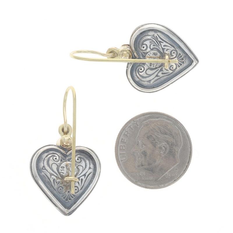Konstantino Rubin Herz Scrollwork Tropfen Ohrringe 925 18k Runde .30ctw durchbohrt im Zustand „Hervorragend“ im Angebot in Greensboro, NC