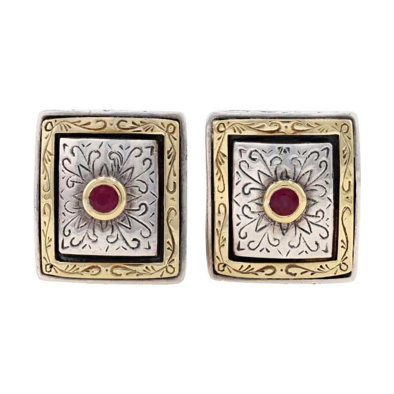 Konstantino Rubin Große Ohrstecker Sterling 925 Gelbgold 18k .36ctw durchbohrt
