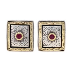 Konstantino Rubin Große Ohrstecker Sterling 925 Gelbgold 18k .36ctw durchbohrt