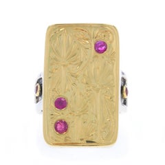 Anillo Konstantino Ruby - Oro amarillo 925 de ley 18k Rd .34ctw Botánico Sz 7