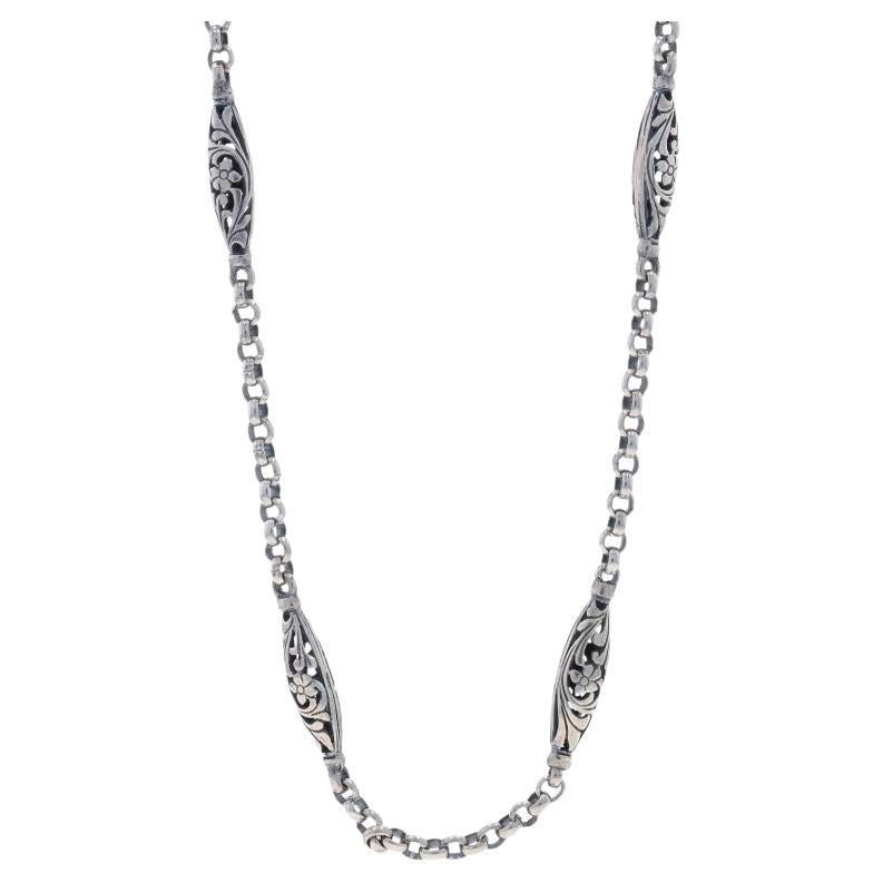 Konstantino Schnörkel-Blumenhalskette 38" - Sterlingsilber 925 Granat im Angebot
