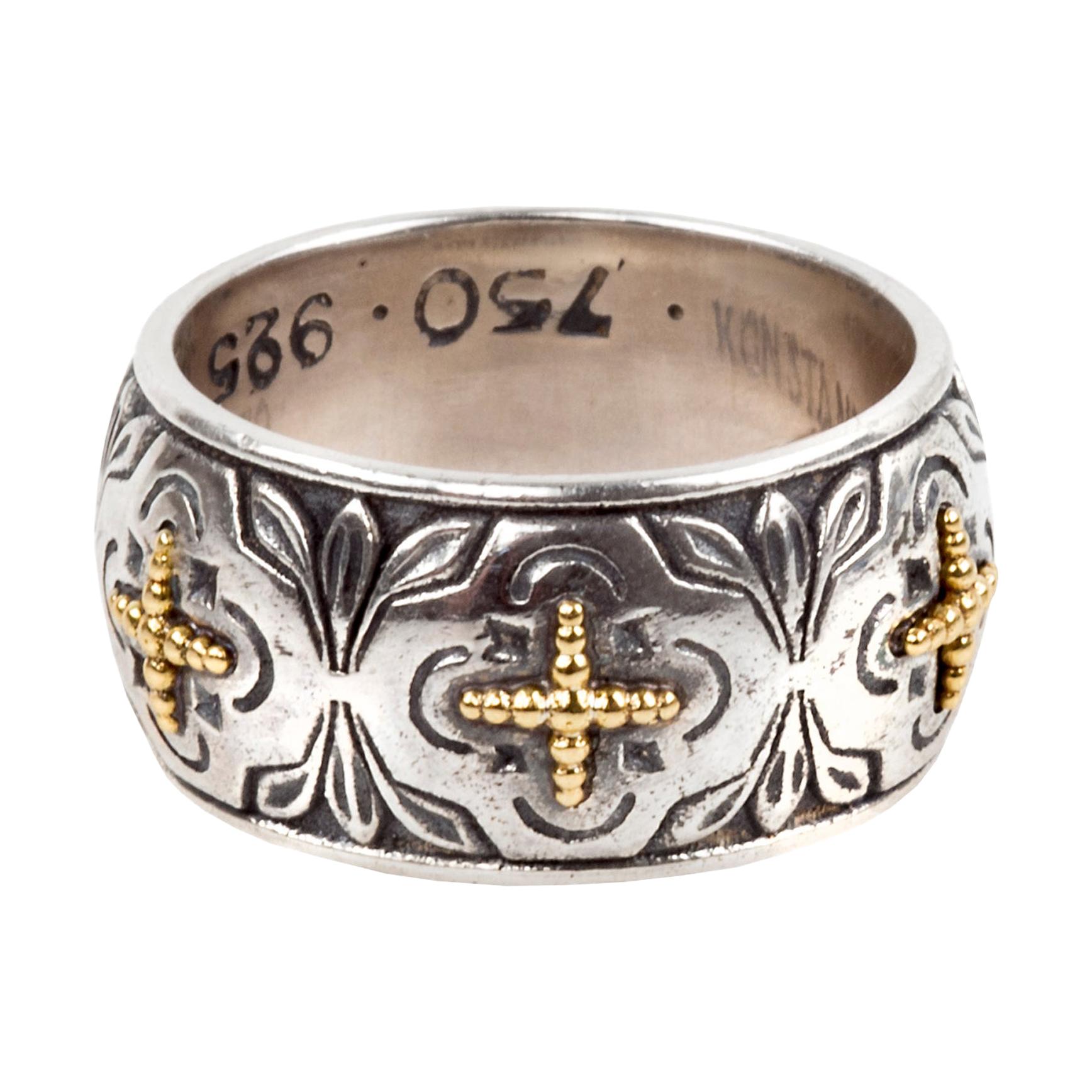 Konstantino Silver and Gold Band Ring For Sale