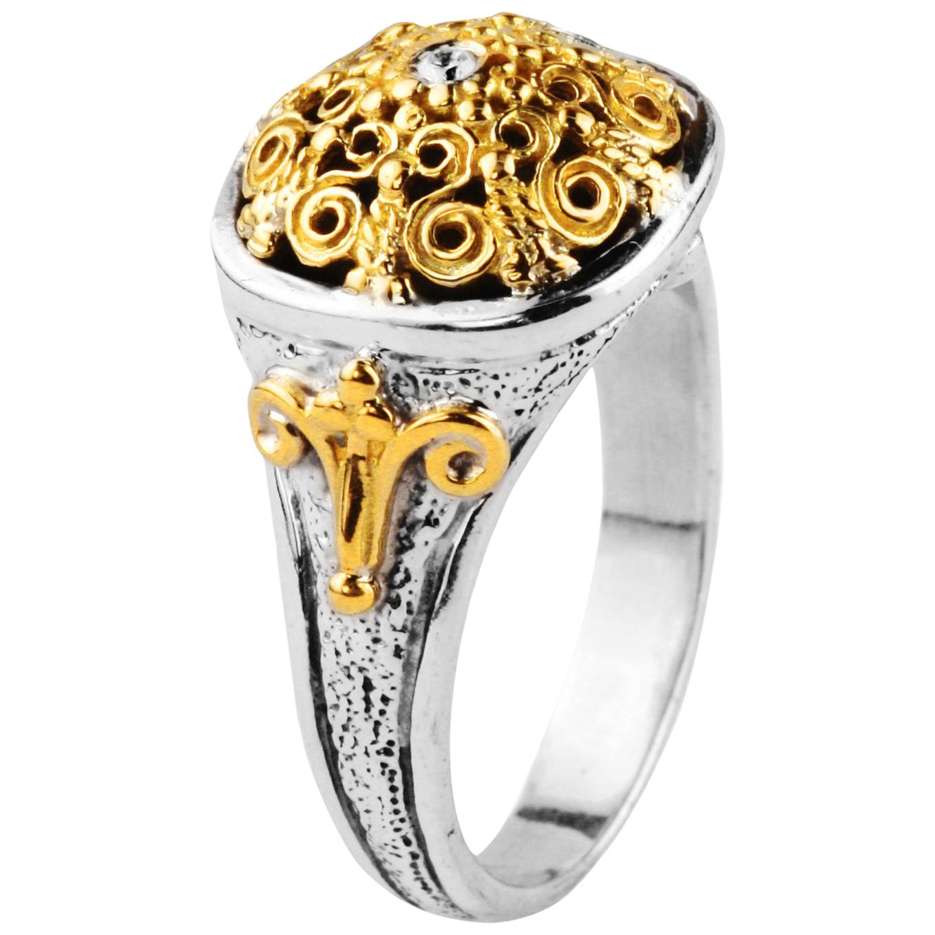 Konstantino Silver and Gold Ring  For Sale