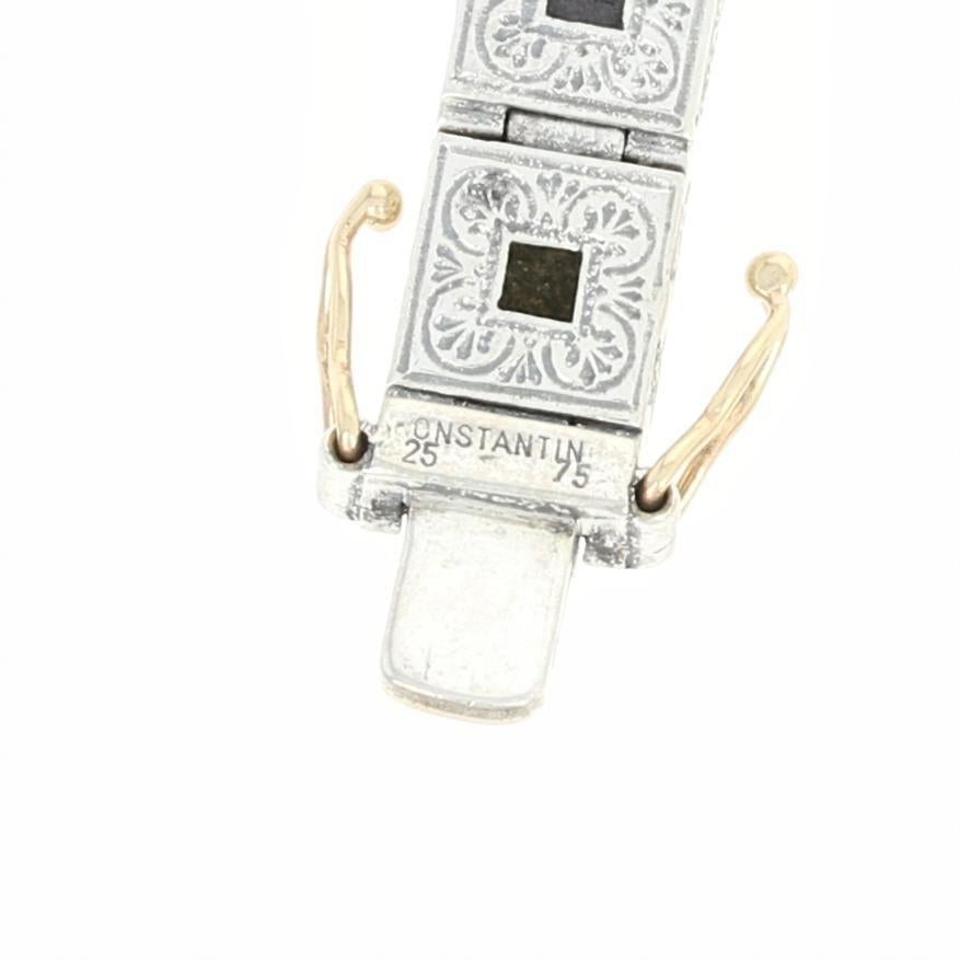Konstantino Square Link Bracelet, Sterling Silver and 18 Karat Yellow Gold In Good Condition In Greensboro, NC
