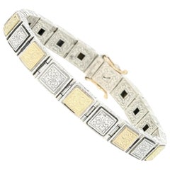 Konstantino Square Link Bracelet, Sterling Silver and 18 Karat Yellow Gold