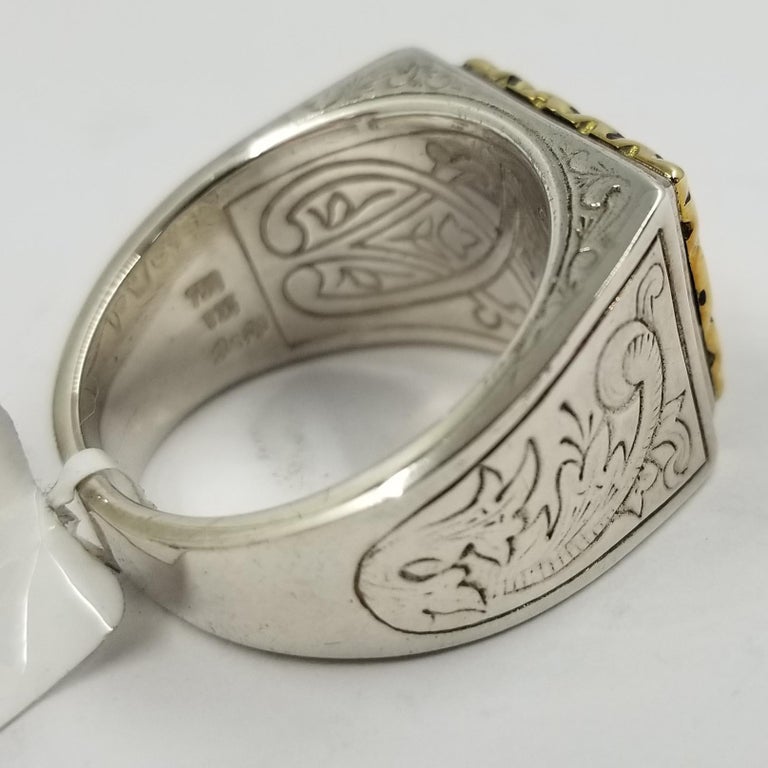 Konstantino Sterling Silver and 18 Karat Gold Men's Ring For Sale at